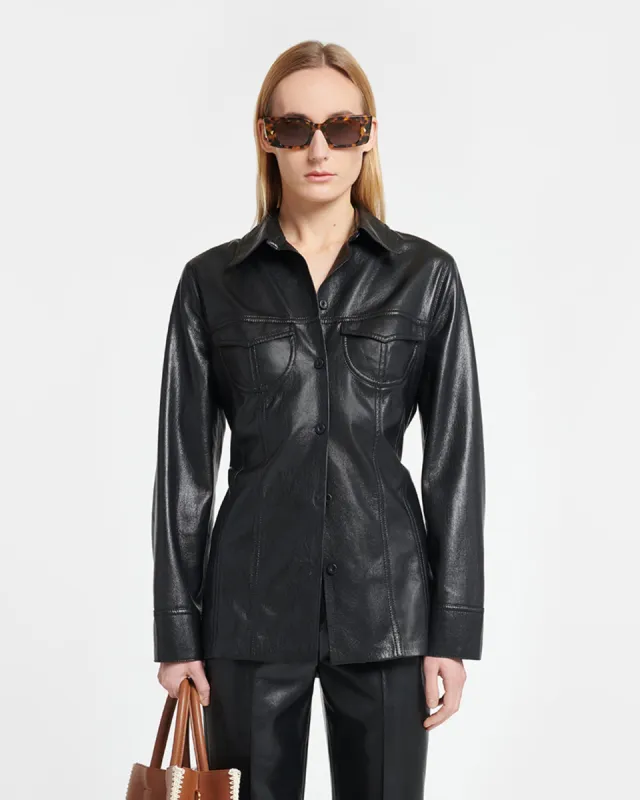 Karline - Okobor™ Alt-Leather Shirt - Black sold by Nanushka