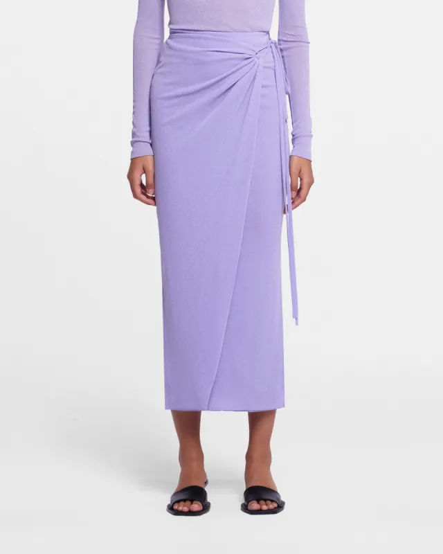 Inaya - Sale Mesh-Jersey Wrap Midi Skirt - Lavender sold by Nanushka