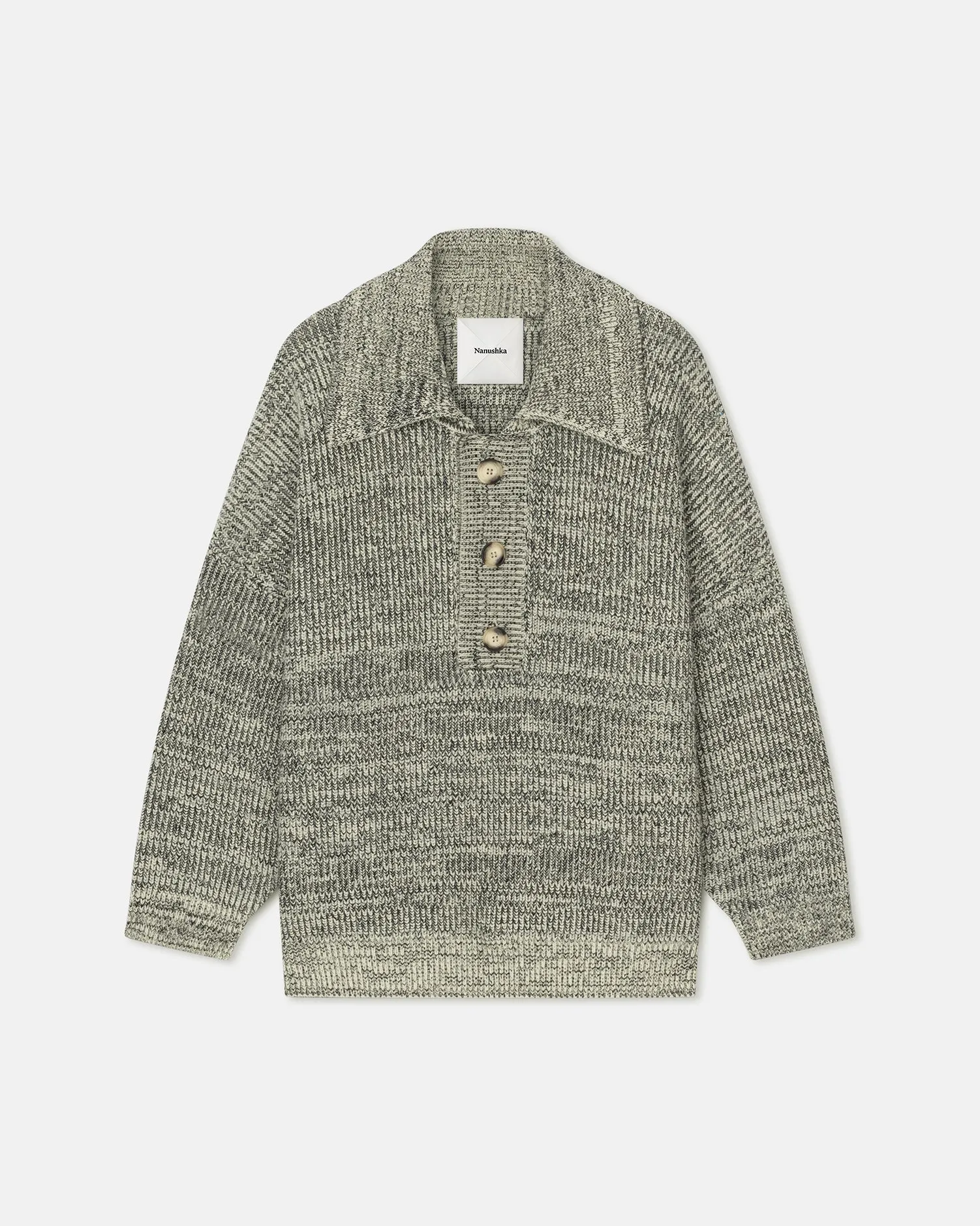 Delier - Cashmere-Blend Mouline Sweater - Black/Moon sold by Nanushka