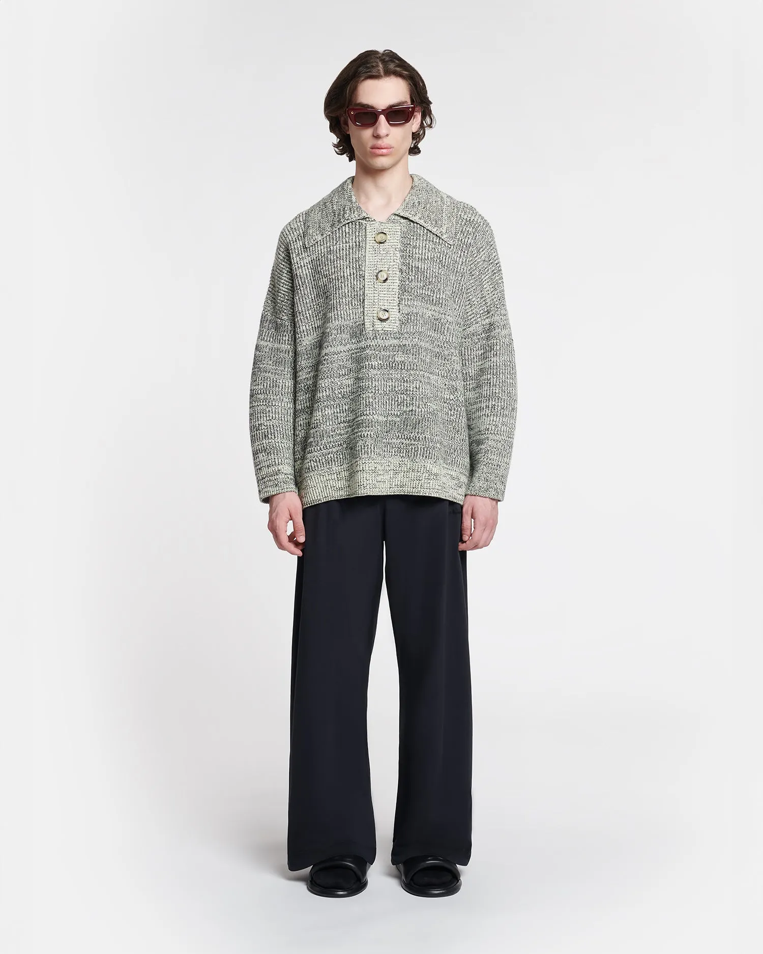 Delier - Cashmere-Blend Mouline Sweater - Black/Moon sold by Nanushka product image thumbnail 3