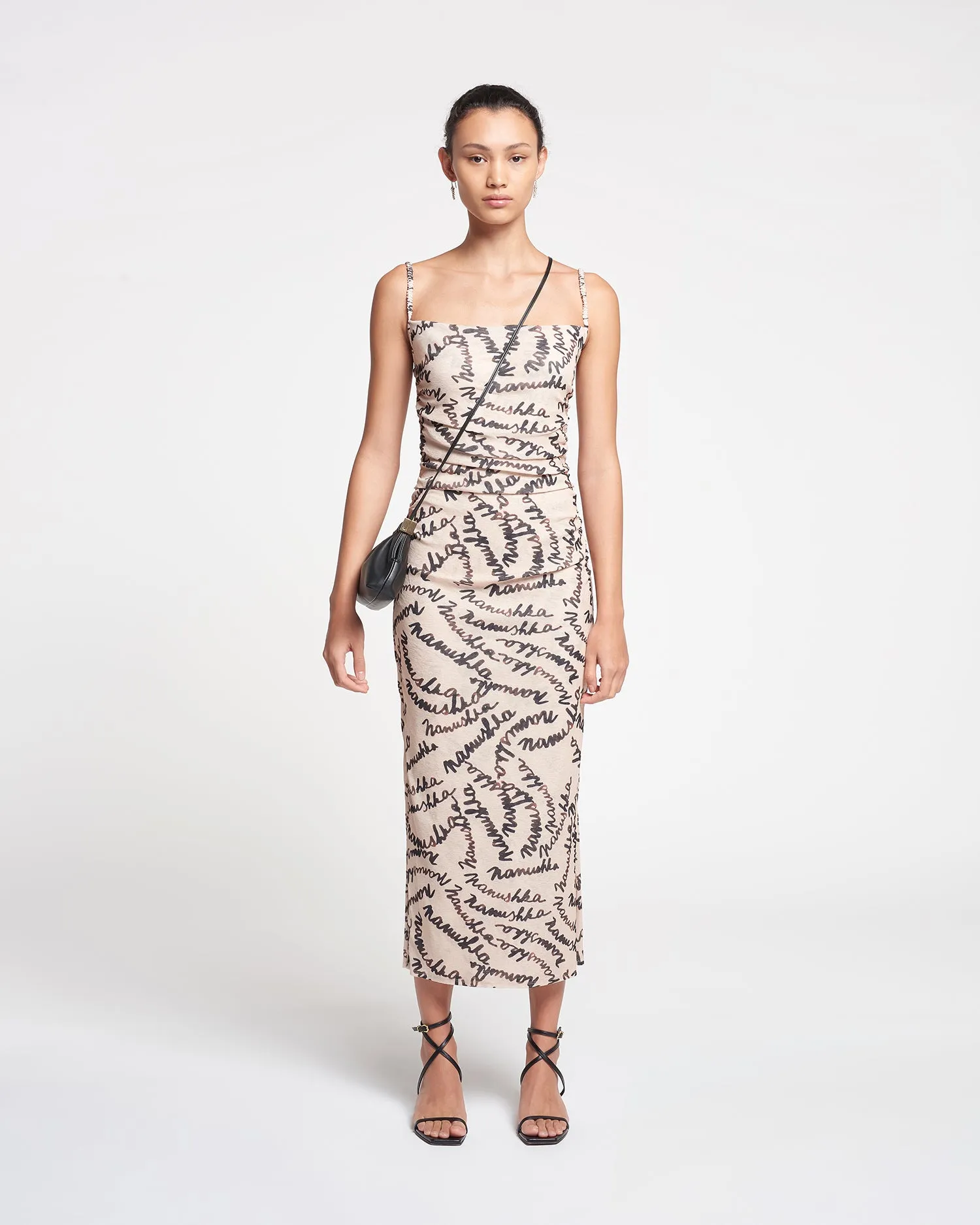 Alexa - Mesh Jersey Midi Dress - Scribble Logo sold by Nanushka