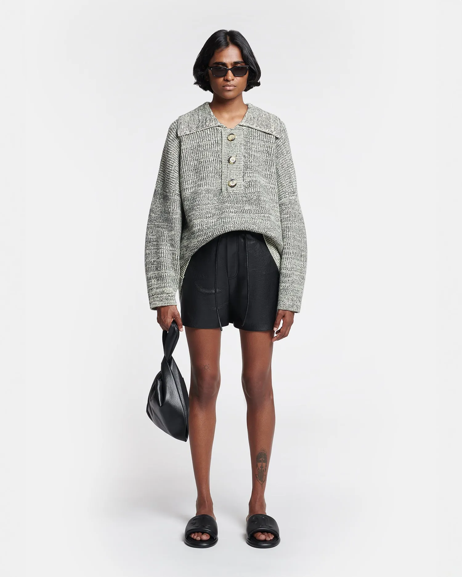 Delier - Cashmere-Blend Mouline Sweater - Black/Moon sold by Nanushka product image thumbnail 2