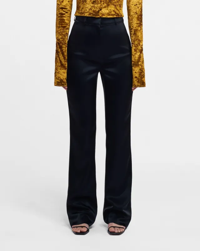 Leena - Slip Satin Pants - Black sold by Nanushka