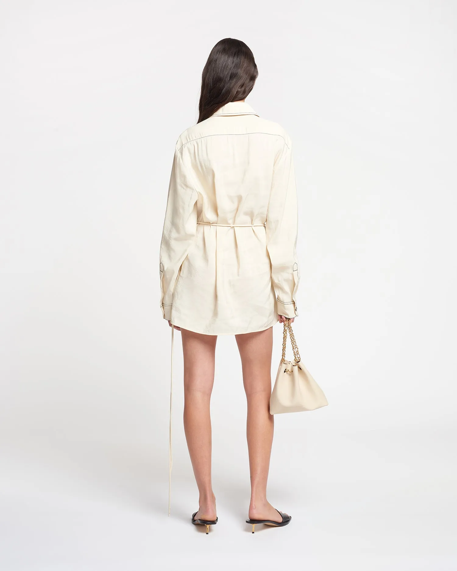 Metta - Glass Poplin Shirt Dress - Oat sold by Nanushka product image thumbnail 5