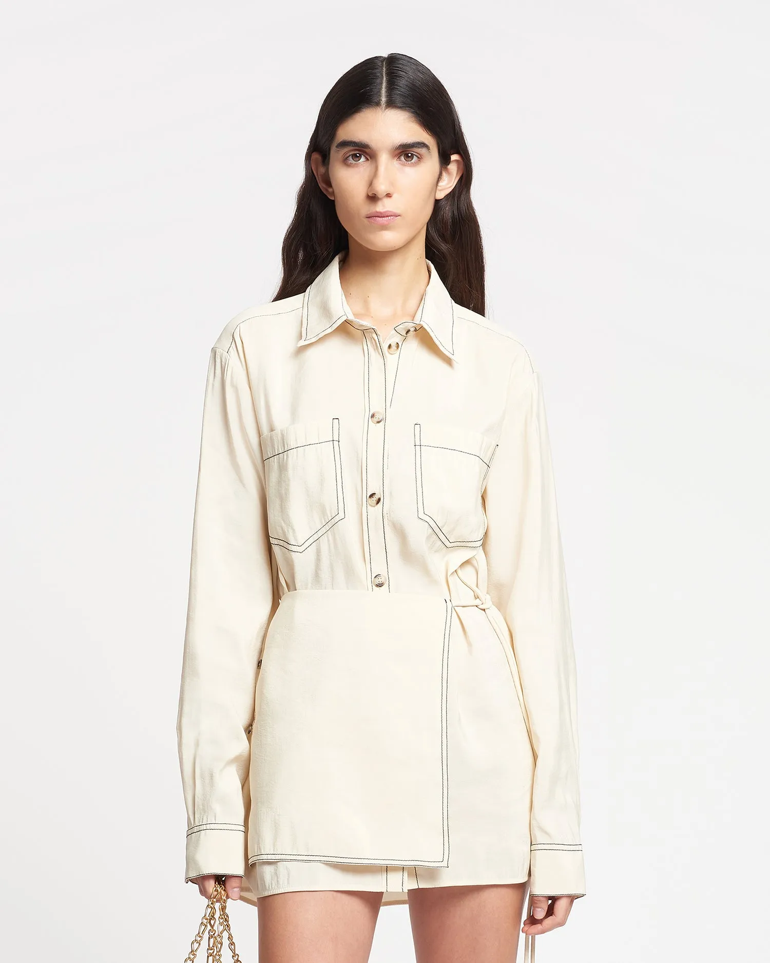 Metta - Glass Poplin Shirt Dress - Oat sold by Nanushka