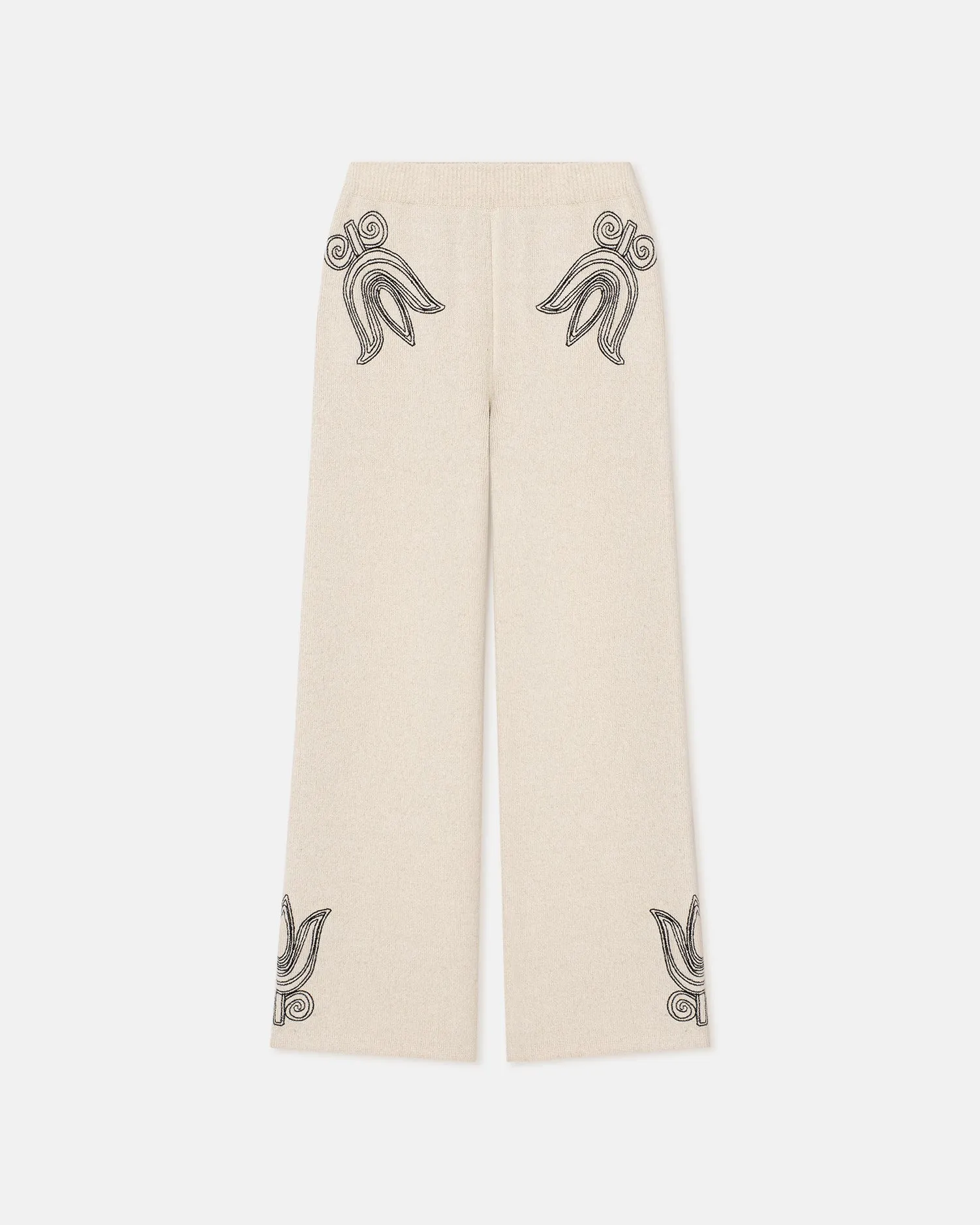 Emmie - Embroidered Textured-Linen Pants - Natural/Black sold by Nanushka product image thumbnail 5