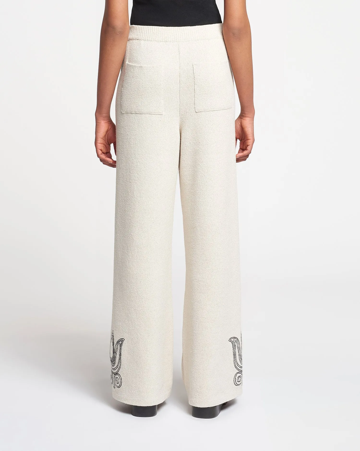 Emmie - Embroidered Textured-Linen Pants - Natural/Black sold by Nanushka product image thumbnail 4