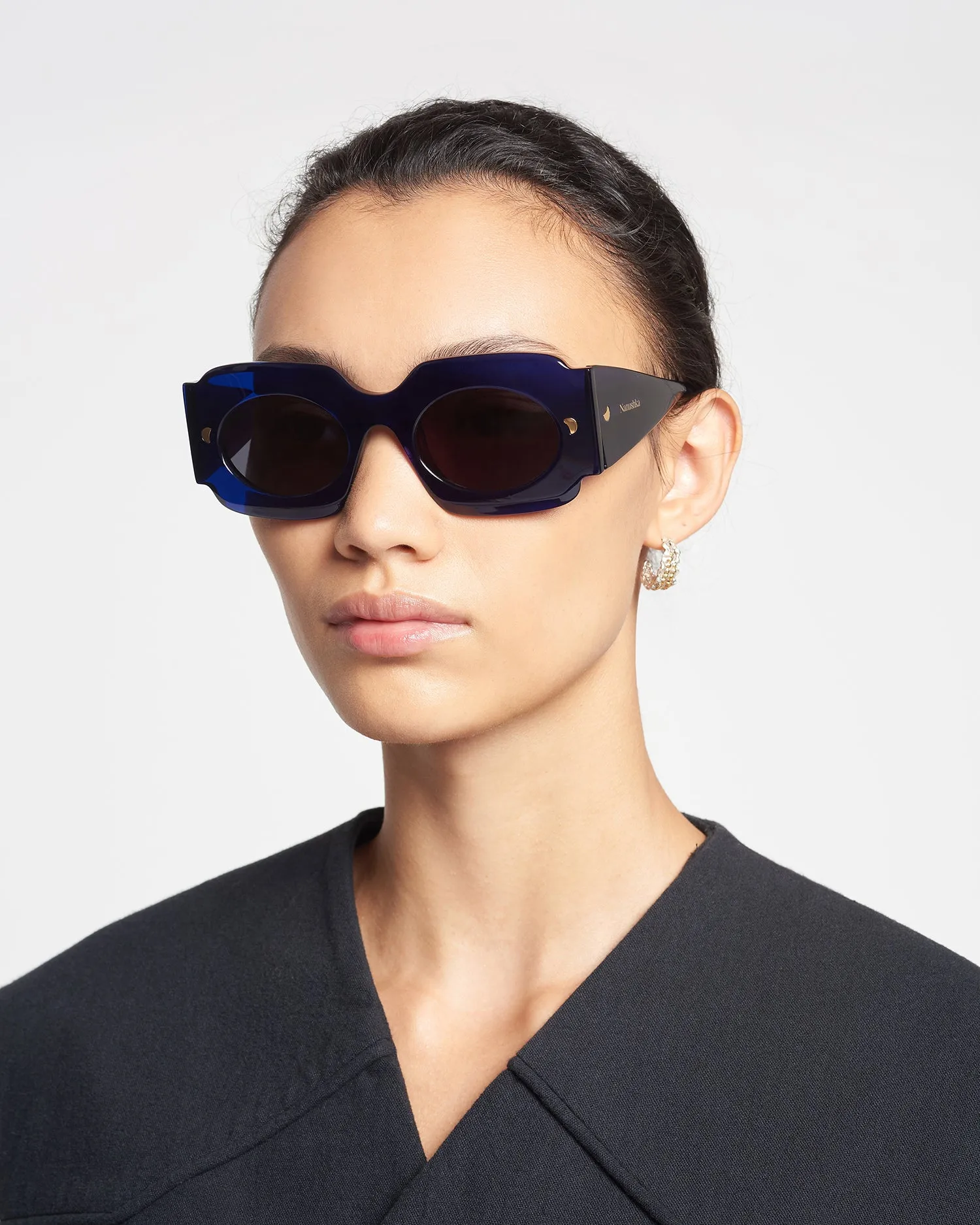 Cathi - Bio-Plastic Square-Frame Sunglasses - Navy sold by Nanushka product image thumbnail 4