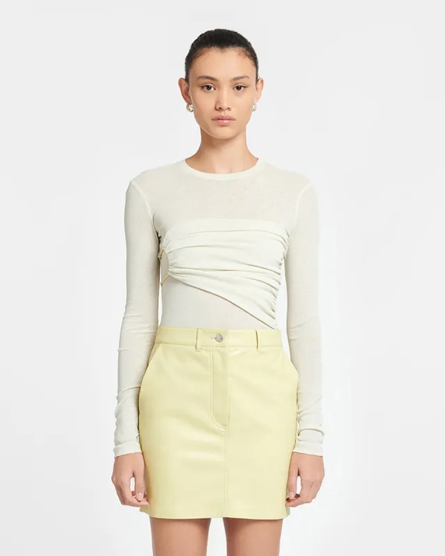 Deva - Draped Mesh-Jersey Top - White Wax sold by Nanushka