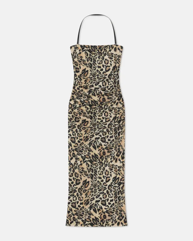 Eliz - Printed Mesh-Jersey Midi Dress - Leopard sold by Nanushka