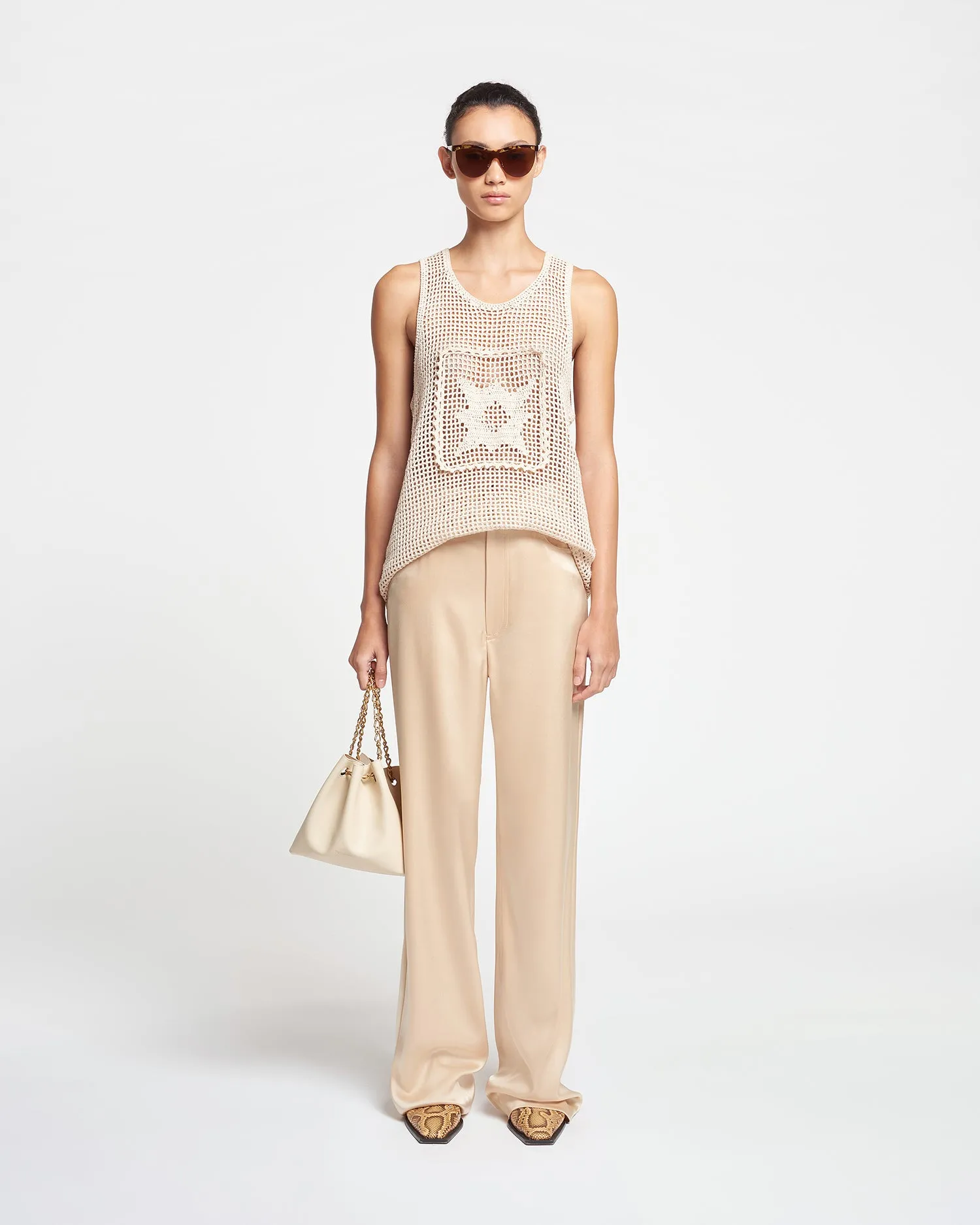 Myrtille - Crochet Lace Tank Top - Creme sold by Nanushka product image thumbnail 3