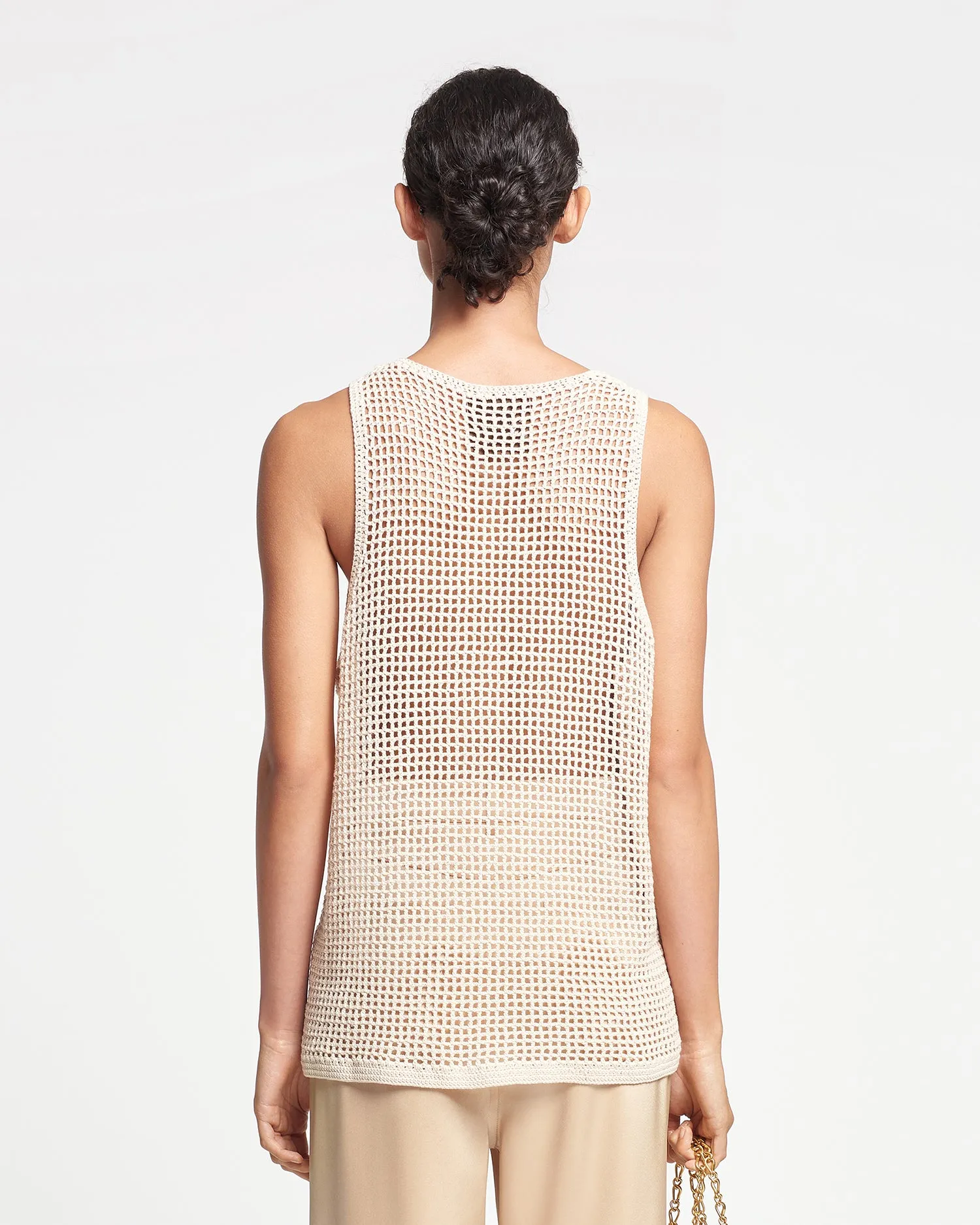 Myrtille - Crochet Lace Tank Top - Creme sold by Nanushka product image thumbnail 2