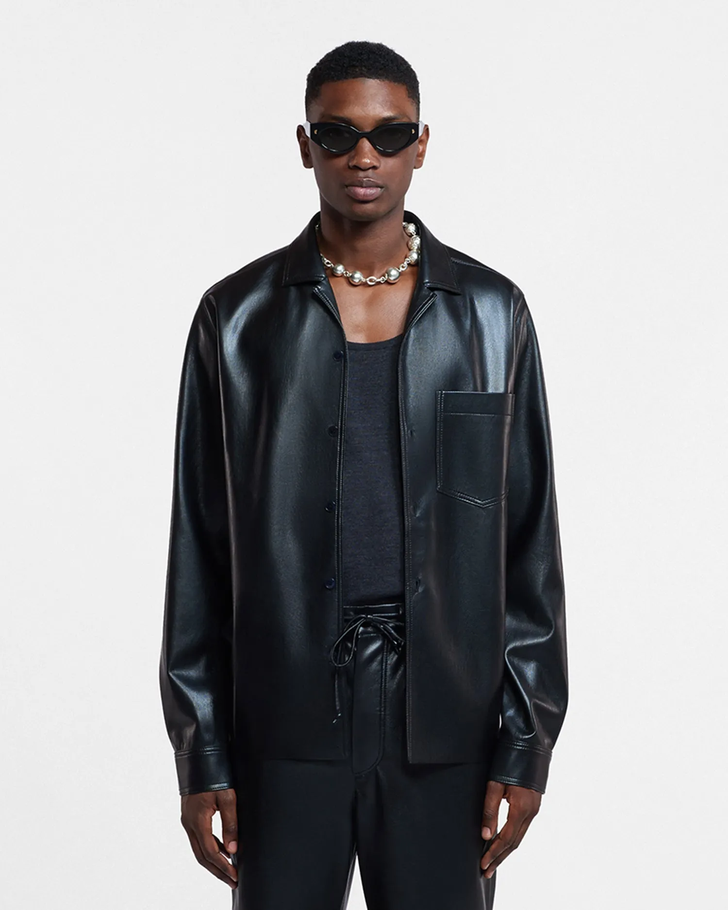 Duco - Okobor™ Alt-Leather Long Sleeve Shirt - Black sold by Nanushka