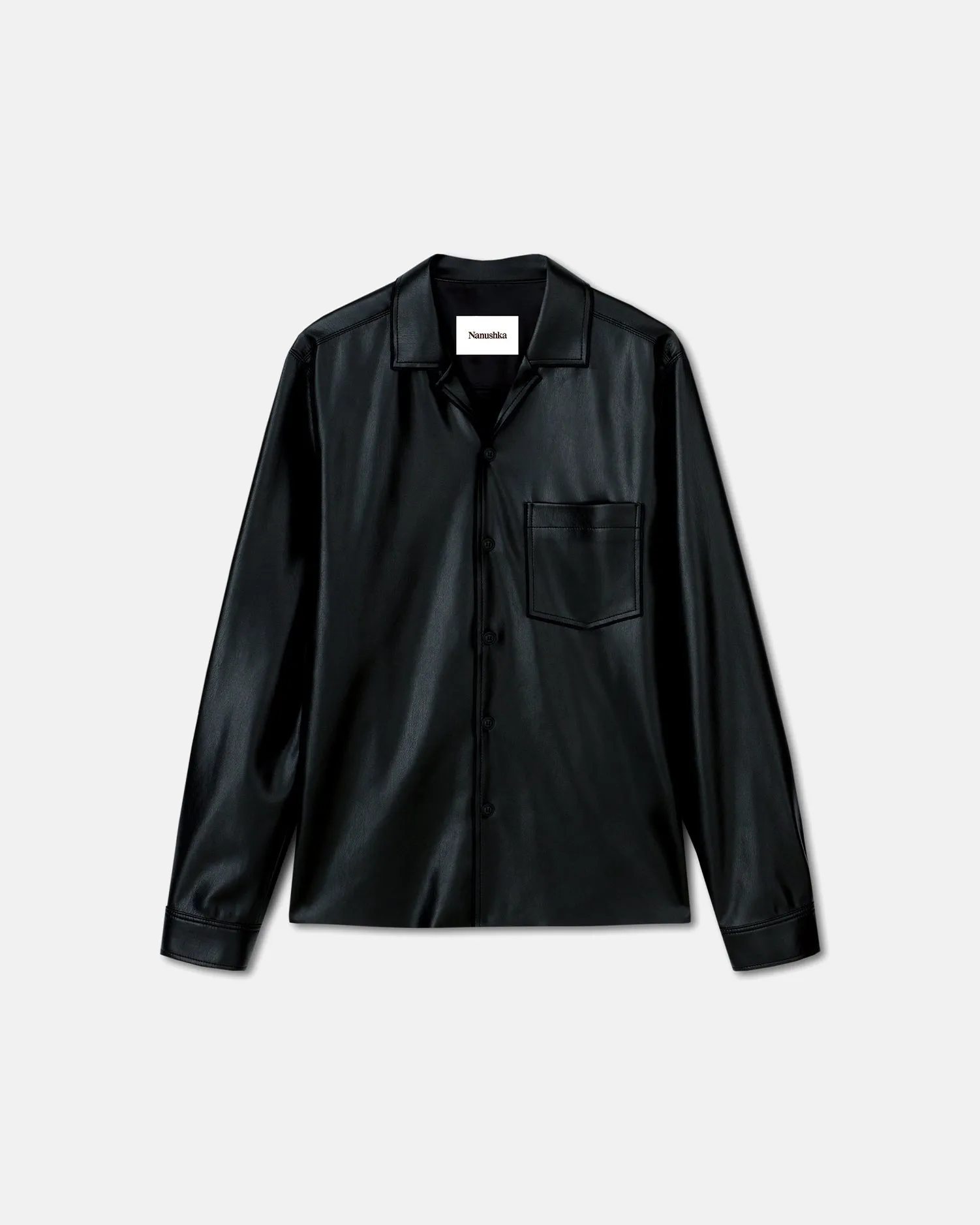 Duco - Okobor™ Alt-Leather Long Sleeve Shirt - Black sold by Nanushka product image thumbnail 4
