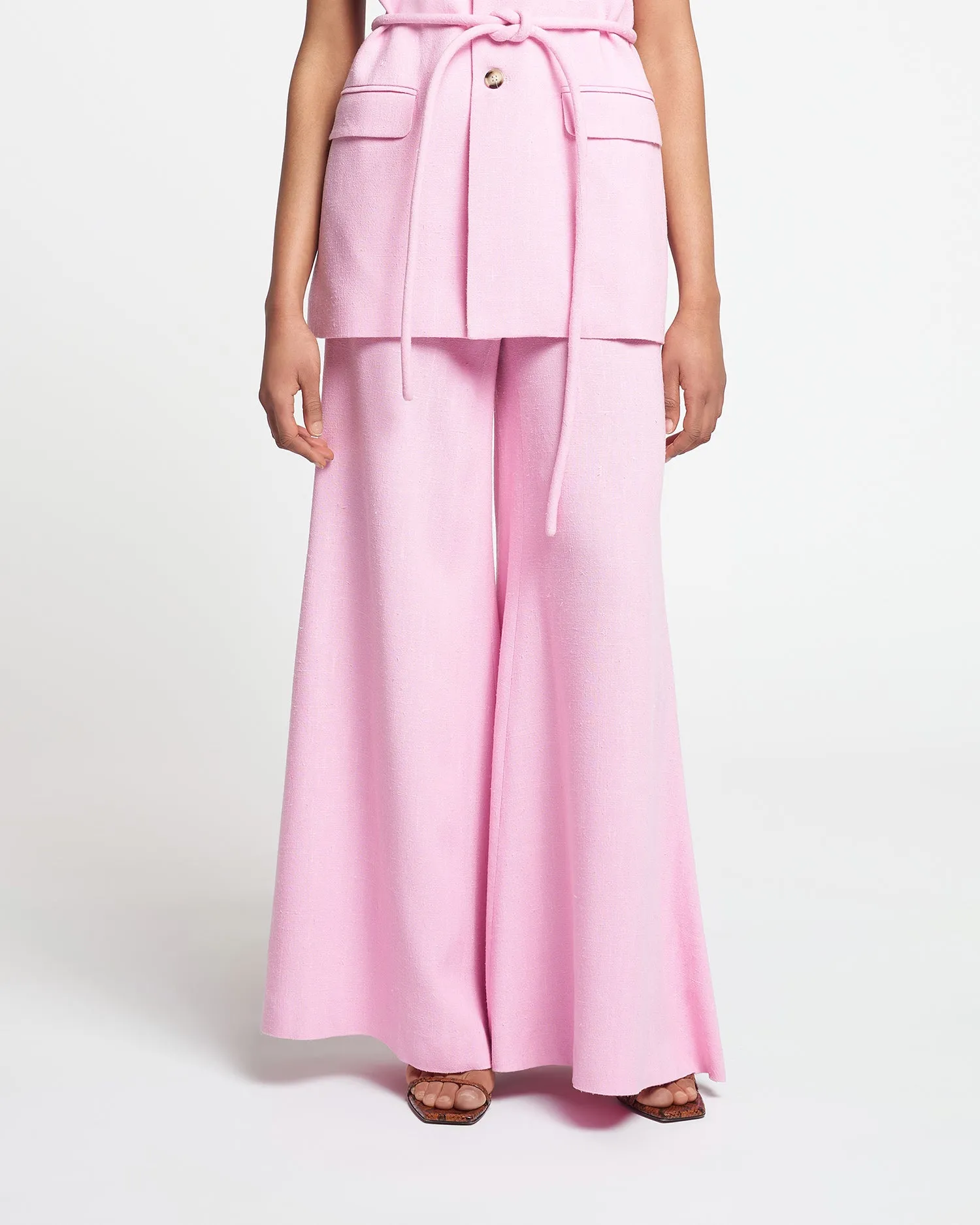 Charis - Fluted-Leg Silk Viscose Tweed Pants - Orchid sold by Nanushka