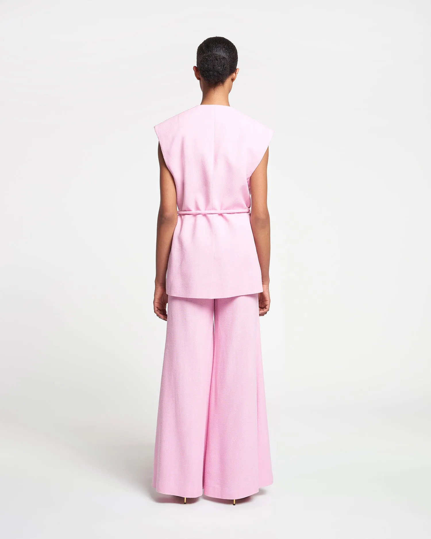 Charis - Fluted-Leg Silk Viscose Tweed Pants - Orchid sold by Nanushka product image thumbnail 4