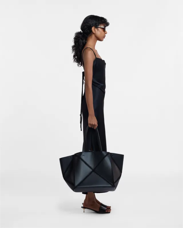 The Origami Tote Large - Large Patchwork Tote Bag - Black/Black sold by Nanushka