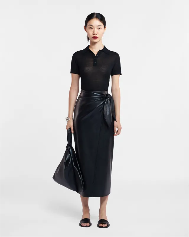 Amas - Okobor™ Alt-Leather Sarong Skirt - Black sold by Nanushka