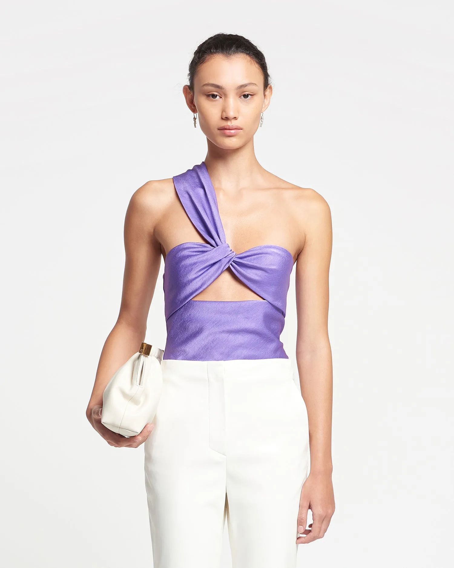 Alvin - Twisted Crisp-Satin Top - Iris sold by Nanushka
