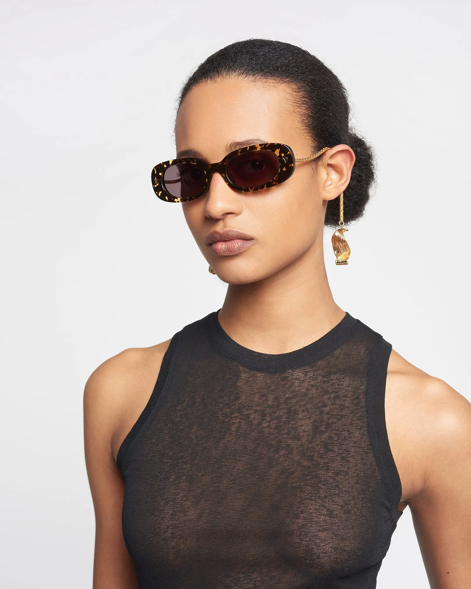 Aliza Charm - Bio-Plastic Oval Sunglasses - Leopard sold by Nanushka product image thumbnail 3