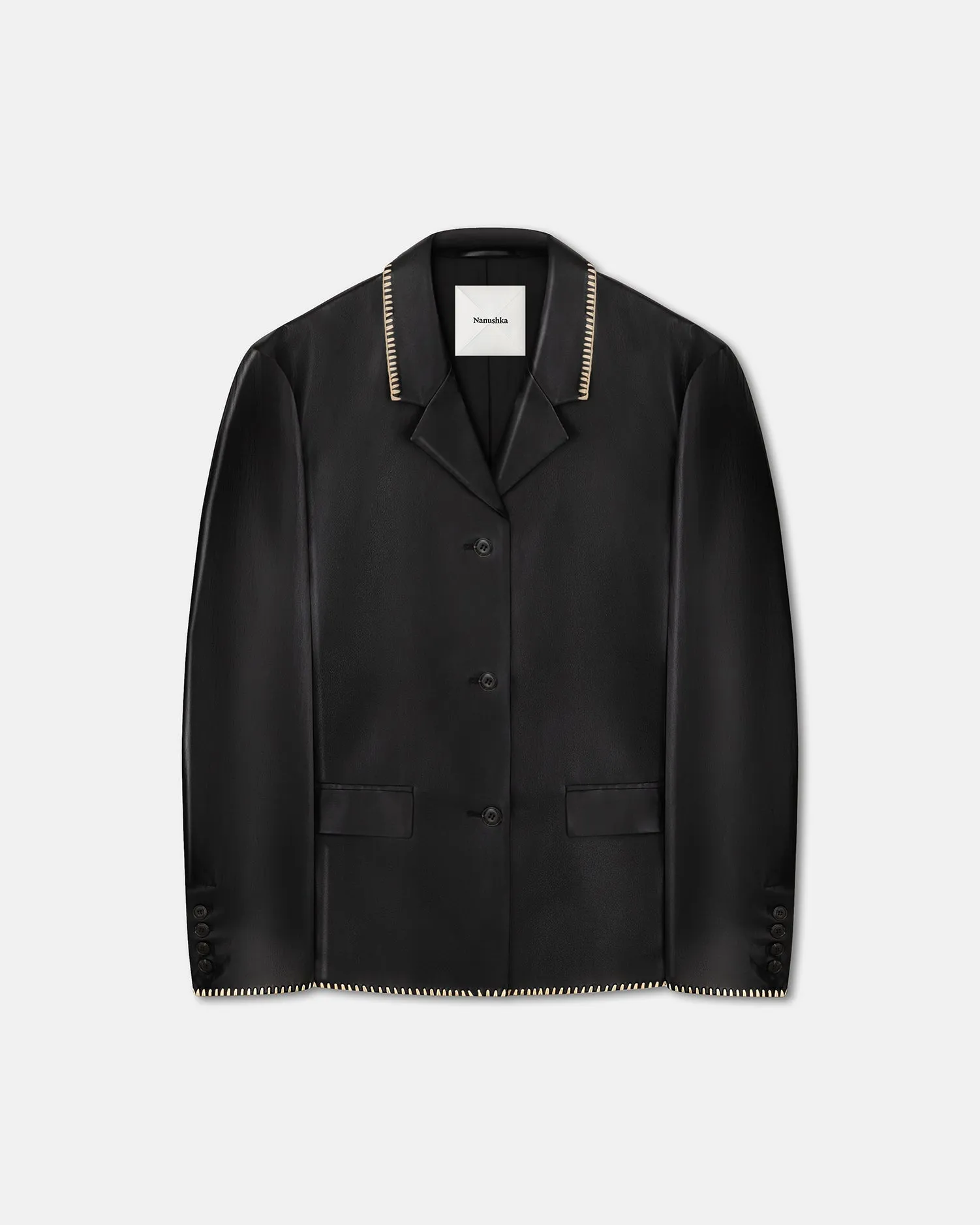 Dionne - Belted Okobor™ Alt-Leather Blazer - Black sold by Nanushka product image thumbnail 5