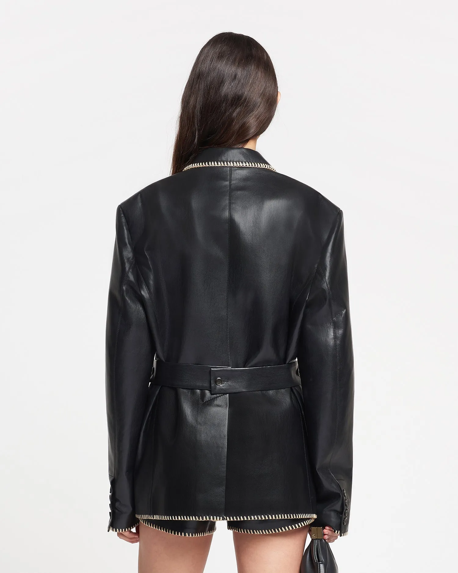 Dionne - Belted Okobor™ Alt-Leather Blazer - Black sold by Nanushka product image thumbnail 4