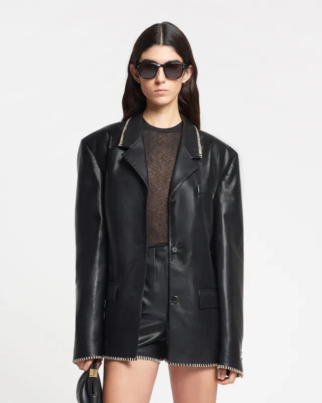 Dionne - Belted Okobor™ Alt-Leather Blazer - Black sold by Nanushka