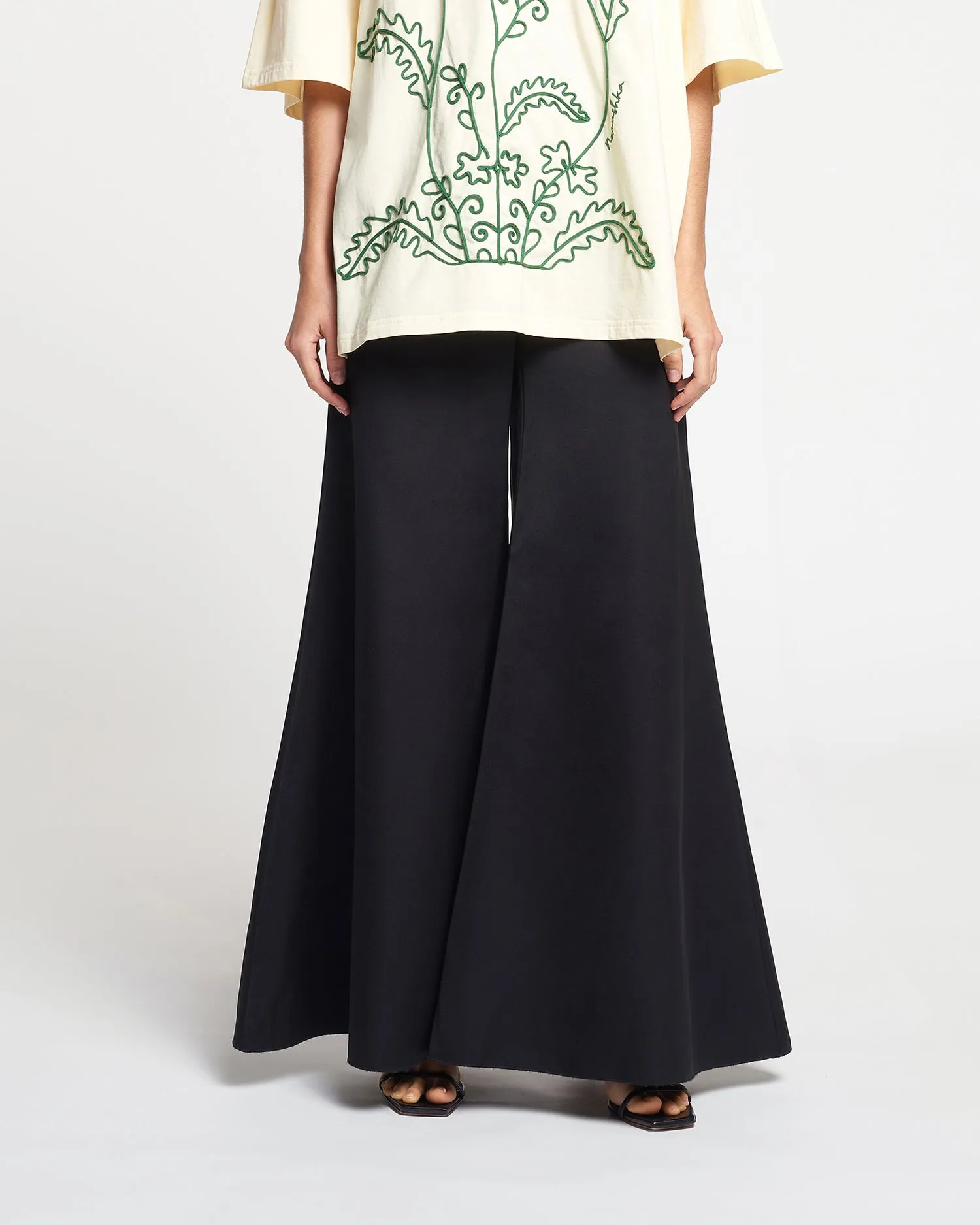 Charis - Fluted Tech-Satin Pants - Black sold by Nanushka product image thumbnail 3