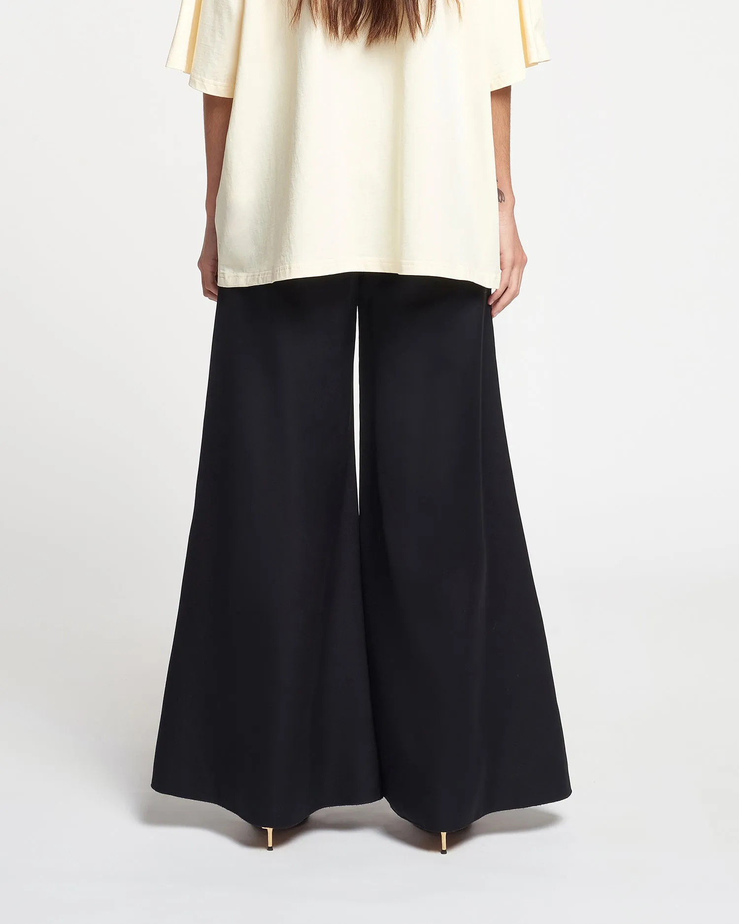 Charis - Fluted Tech-Satin Pants - Black sold by Nanushka product image thumbnail 4