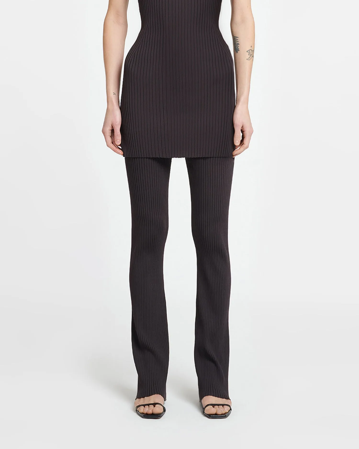Cornelie - Ribbed-Knit Pants - Dark Brown sold by Nanushka product image thumbnail 3