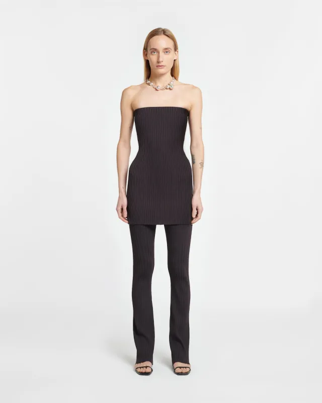 Cornelie - Ribbed-Knit Pants - Dark Brown sold by Nanushka