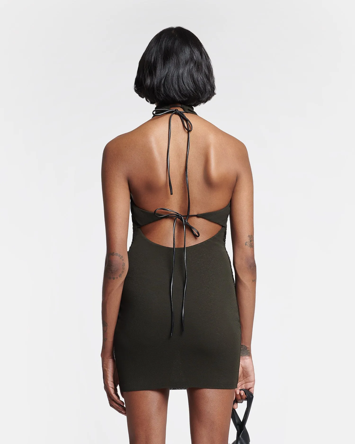 Denica - Mesh-Jersey Mini Dress - Anthracite sold by Nanushka product image thumbnail 3