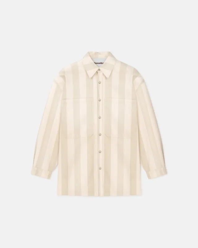 Beaux - Striped Denim Long-Sleeve Shirt - Creme sold by Nanushka