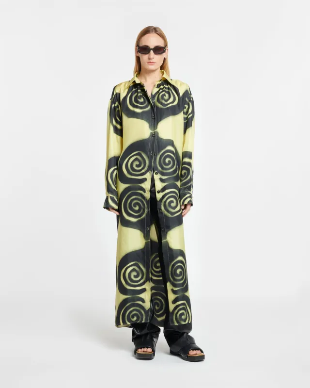 Angy - Printed Silk-Twill Shirt Dress - Spiral Spray sold by Nanushka