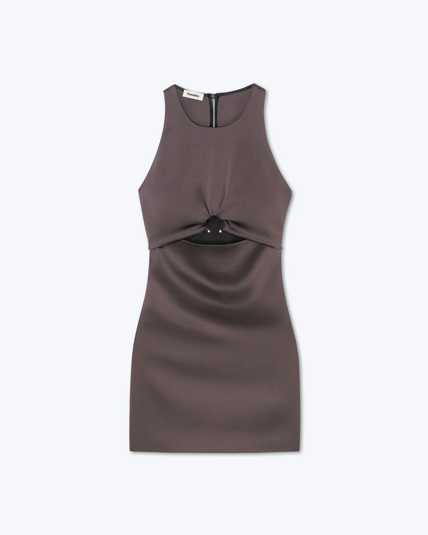 Elmi - Sale Cut-Out Slip Satin Mini Dress - Coffee Bean sold by Nanushka product image thumbnail 5