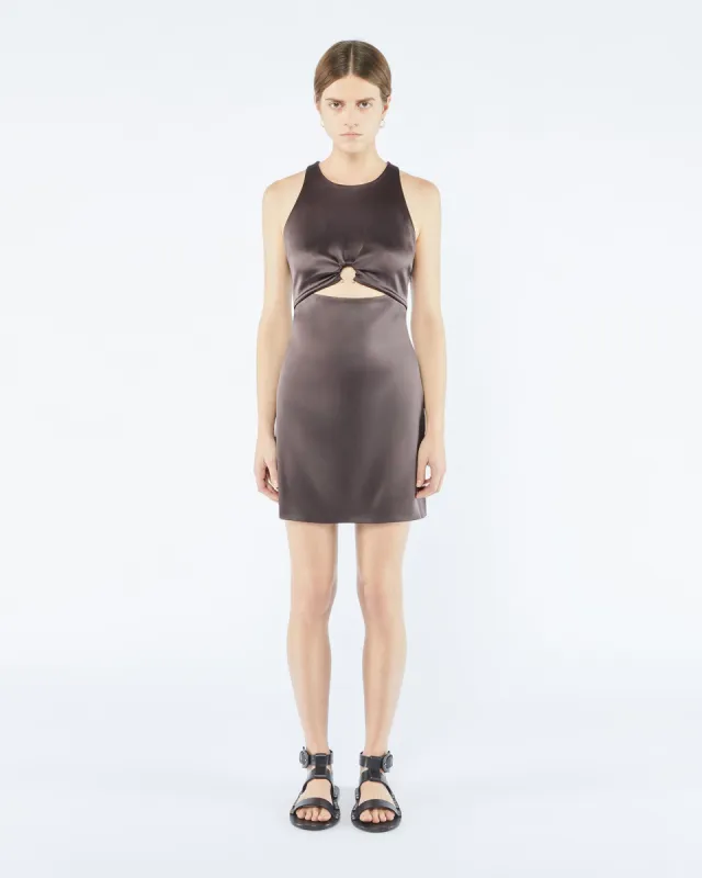 Elmi - Sale Cut-Out Slip Satin Mini Dress - Coffee Bean sold by Nanushka