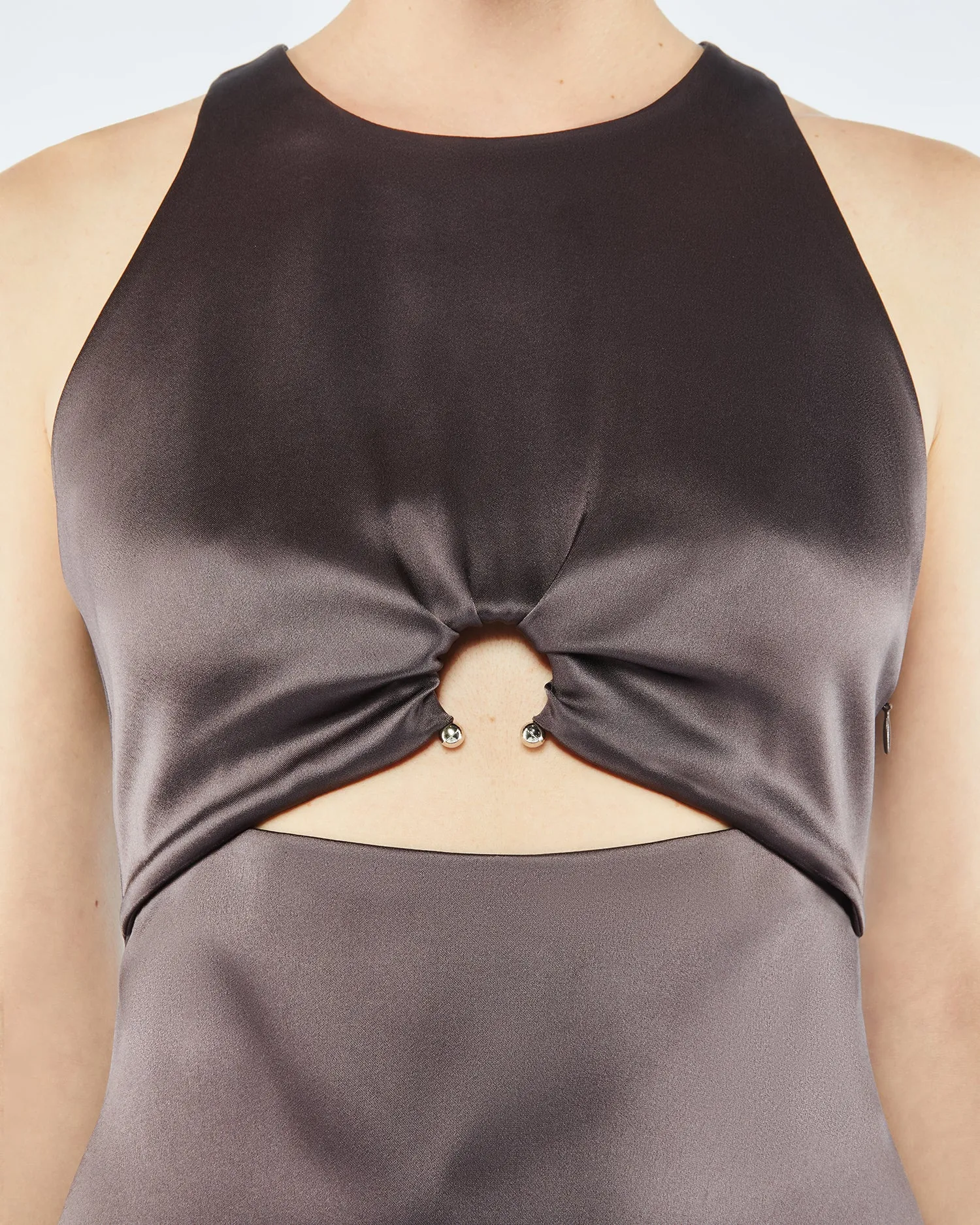 Elmi - Sale Cut-Out Slip Satin Mini Dress - Coffee Bean sold by Nanushka product image thumbnail 4