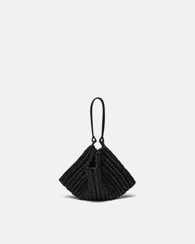 The Square Bag - Knitted Leather Tote Bag - Black sold by Nanushka