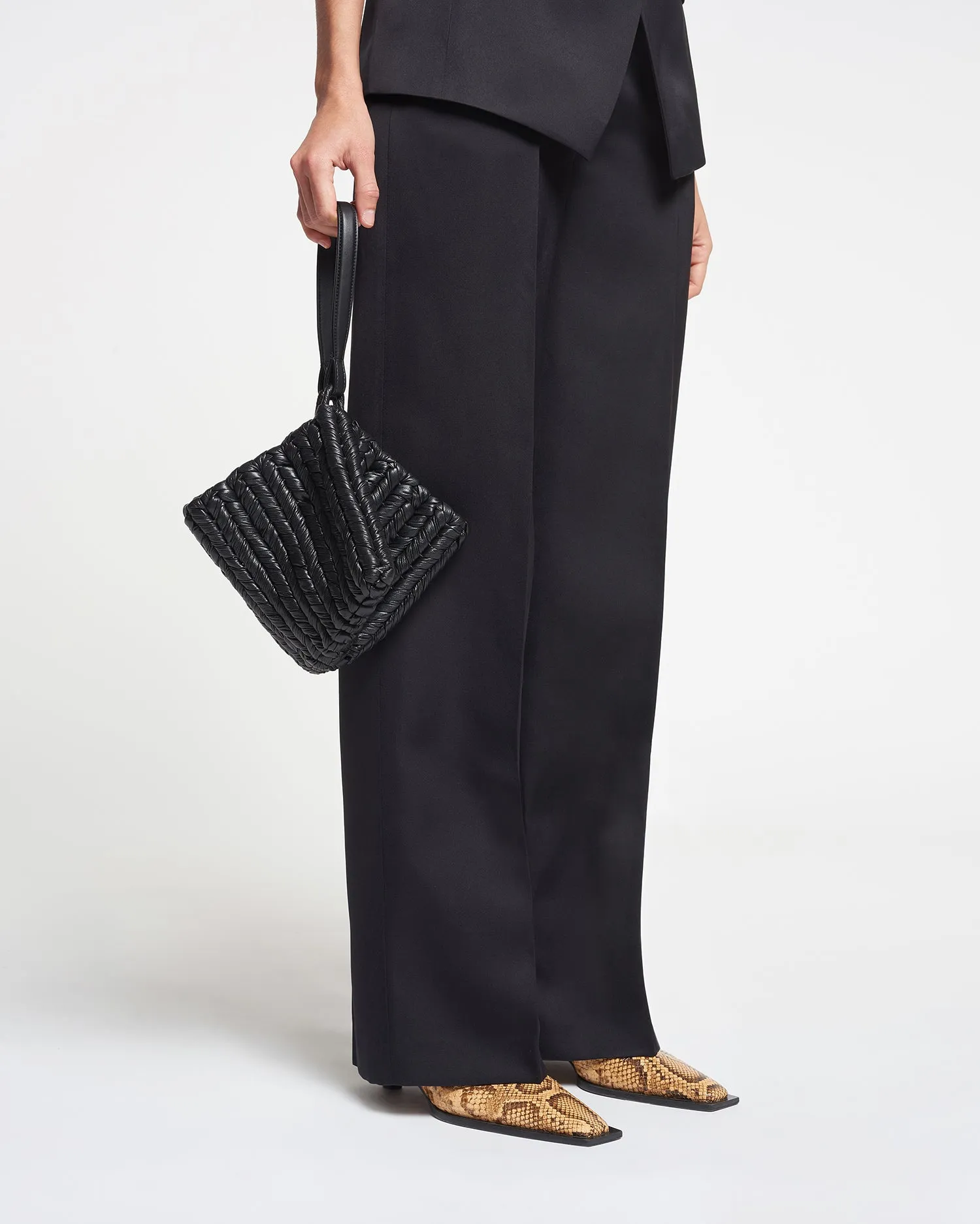 The Square Bag - Knitted Leather Tote Bag - Black sold by Nanushka product image thumbnail 4