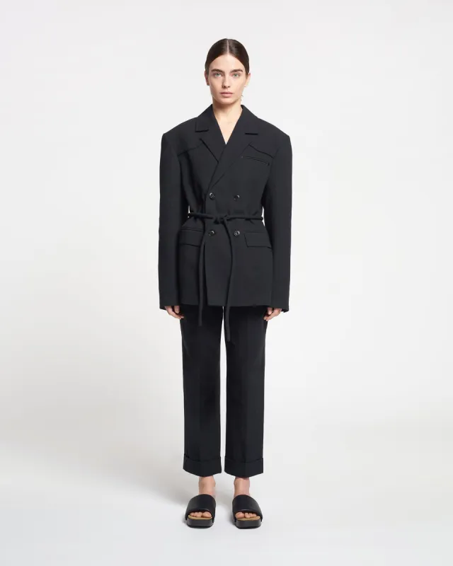 Katrine - Washed-Canvas Pants - Black sold by Nanushka