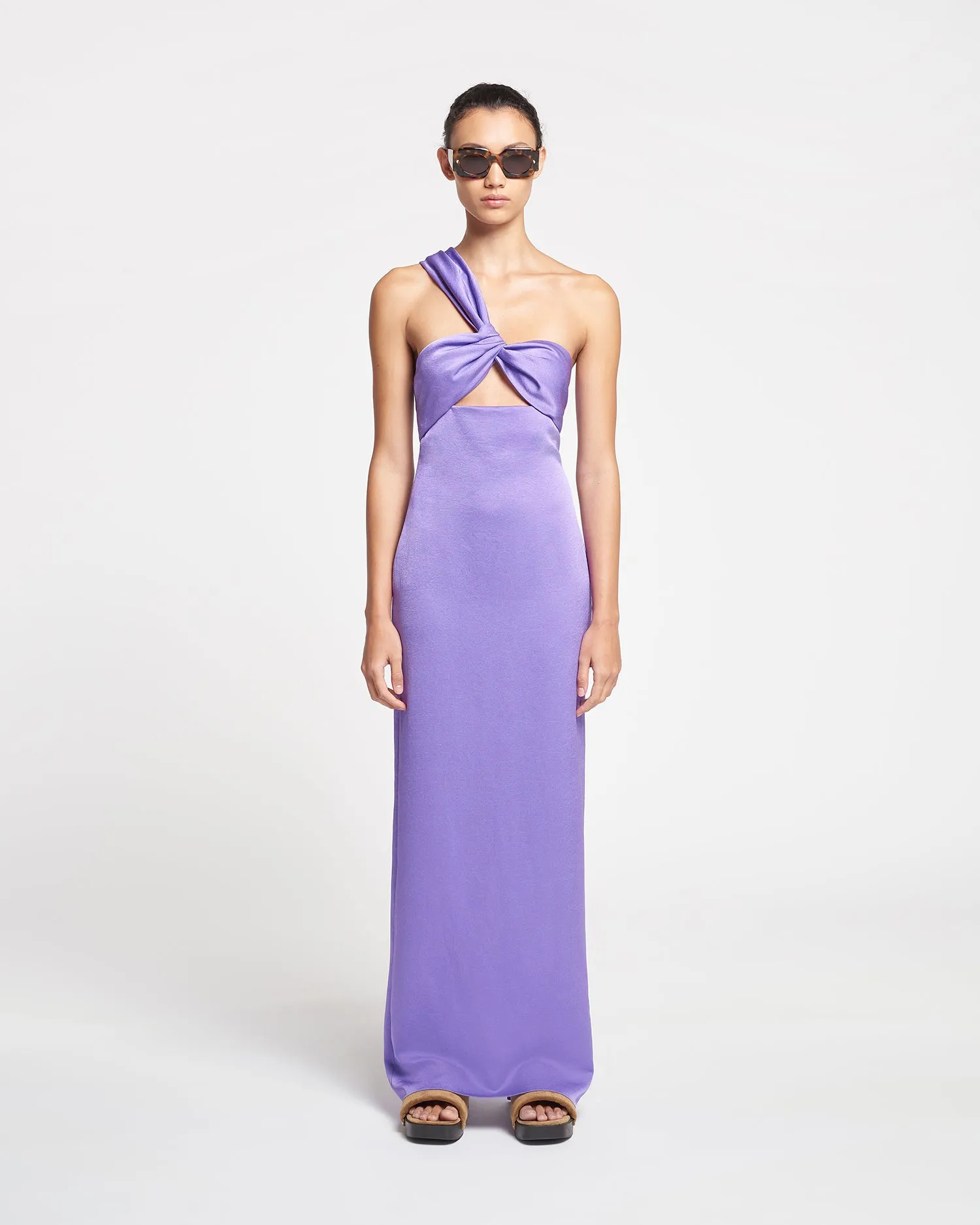 Maseco - Twisted Crisp-Satin Maxi Dress - Iris sold by Nanushka