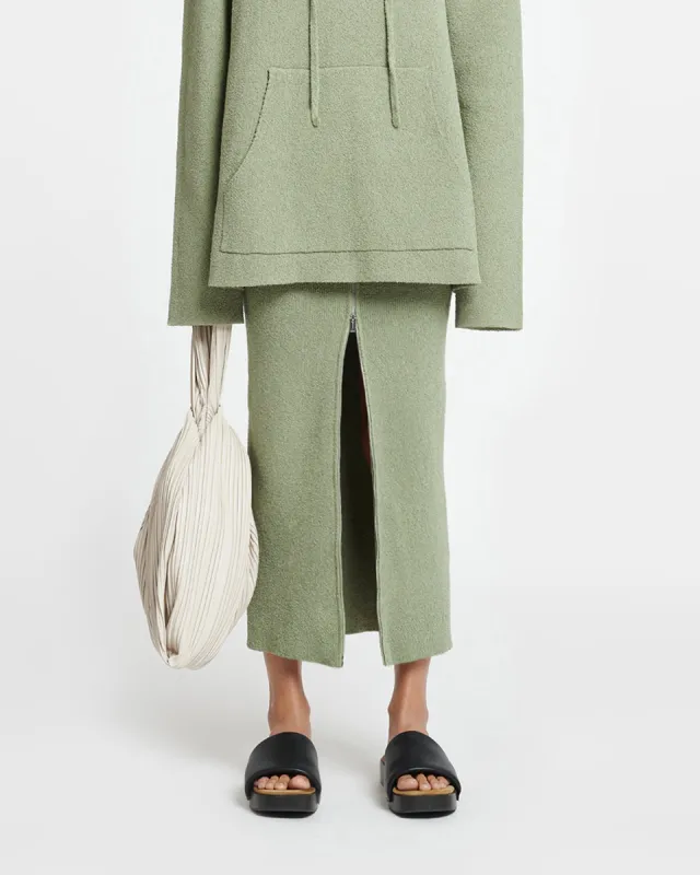 Nima - Terry-Knit Midi Skirt - Faded Sage sold by Nanushka