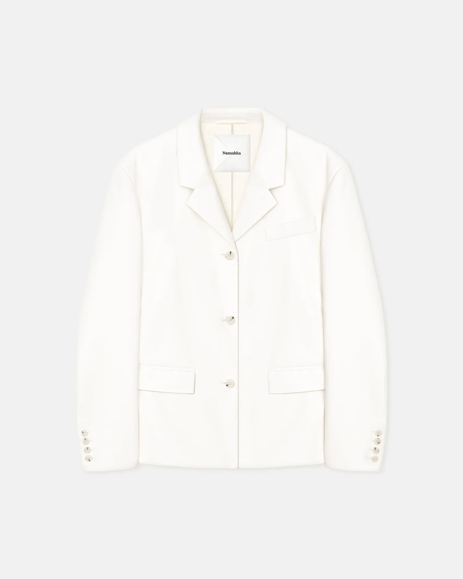 Dionne - Belted Okobor™ Alt-Leather Blazer - White sold by Nanushka product image thumbnail 2