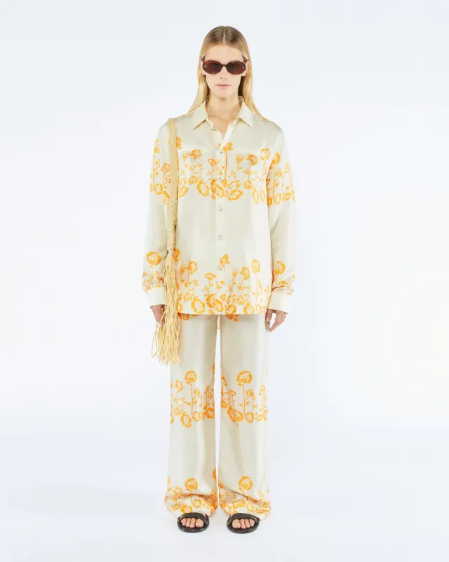 Sabrin - Sale Printed Twill Silk Shirt - Blockwood Floral sold by Nanushka