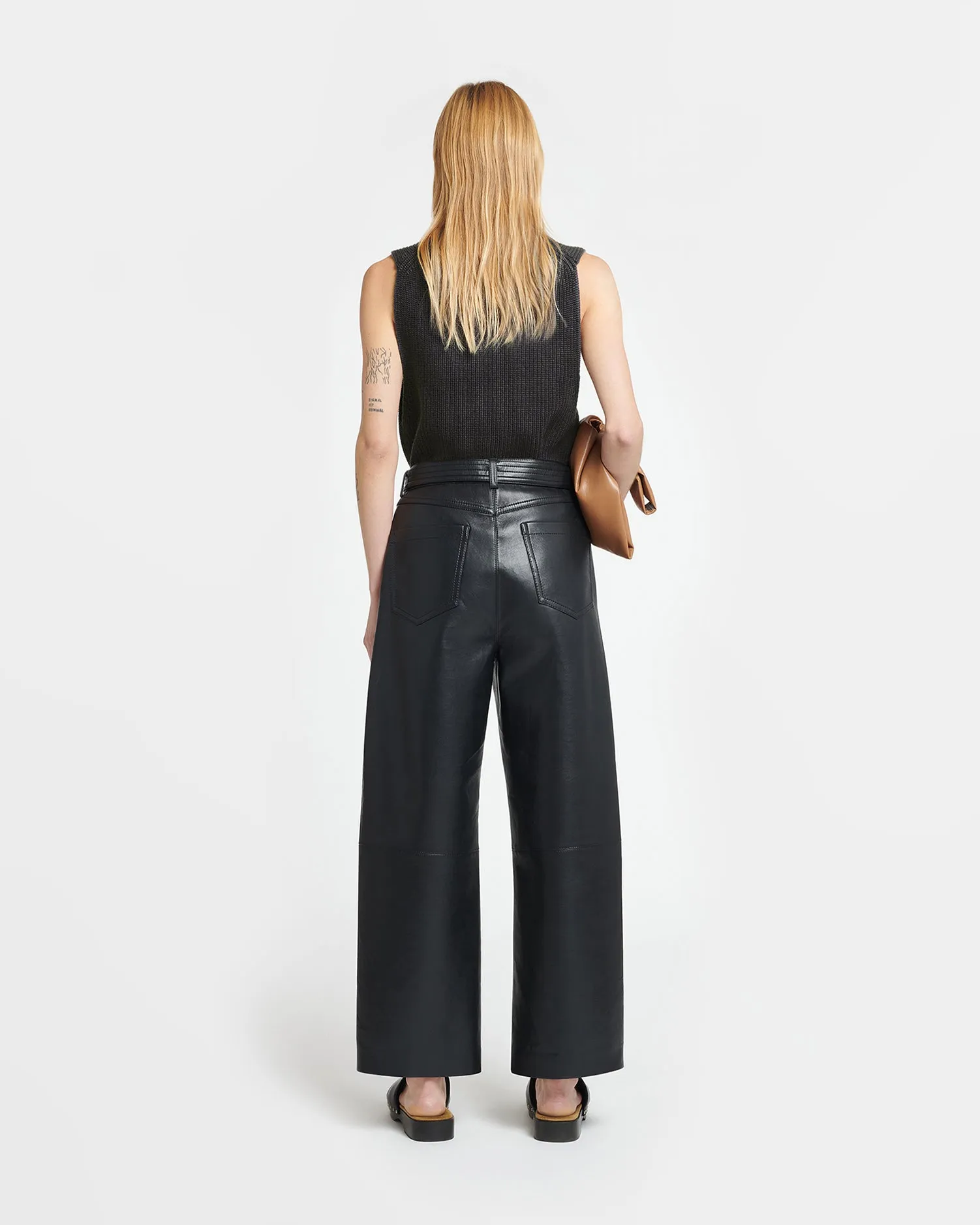 Sanna - Belted Regenerated Leather Pants - Black sold by Nanushka product image thumbnail 3