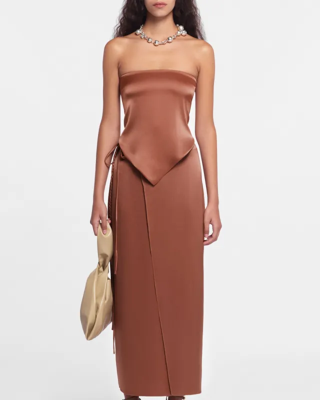 Brita - Sale Slip Satin Scarf - Brown Terra sold by Nanushka