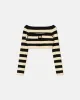 Marnin - Striped Terry-Knit Top - Creme/Off Black sold by Nanushka