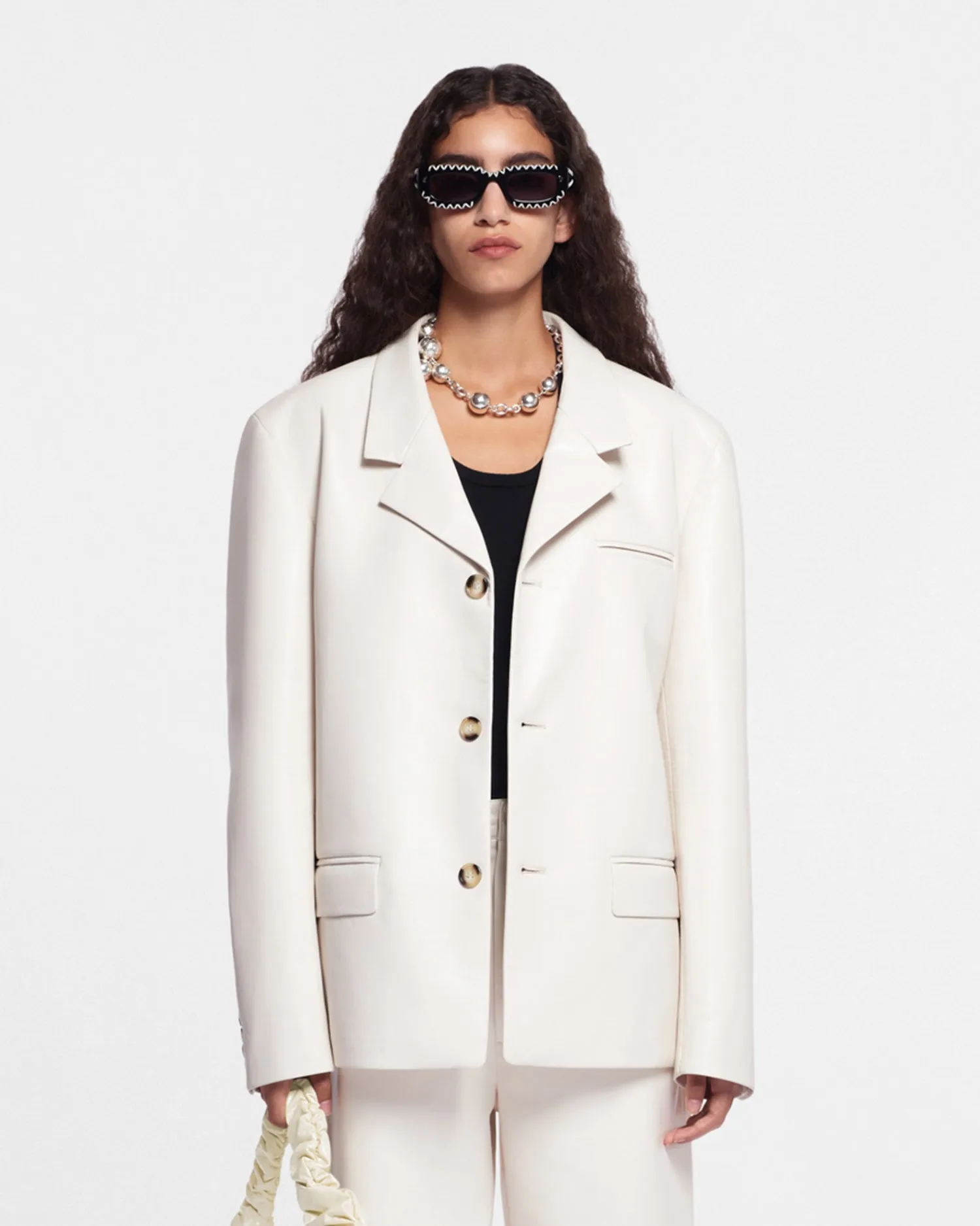 Rox - Regenerated Leather Blazer - Crayon sold by Nanushka