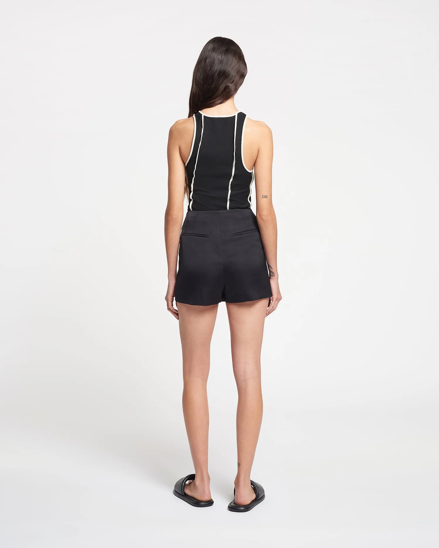 Enna - Patchwork Mesh-Jersey Tank Top - Black/White wax sold by Nanushka product image thumbnail 4