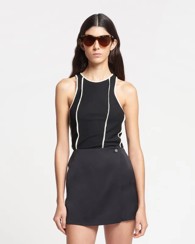 Enna - Patchwork Mesh-Jersey Tank Top - Black/White wax sold by Nanushka